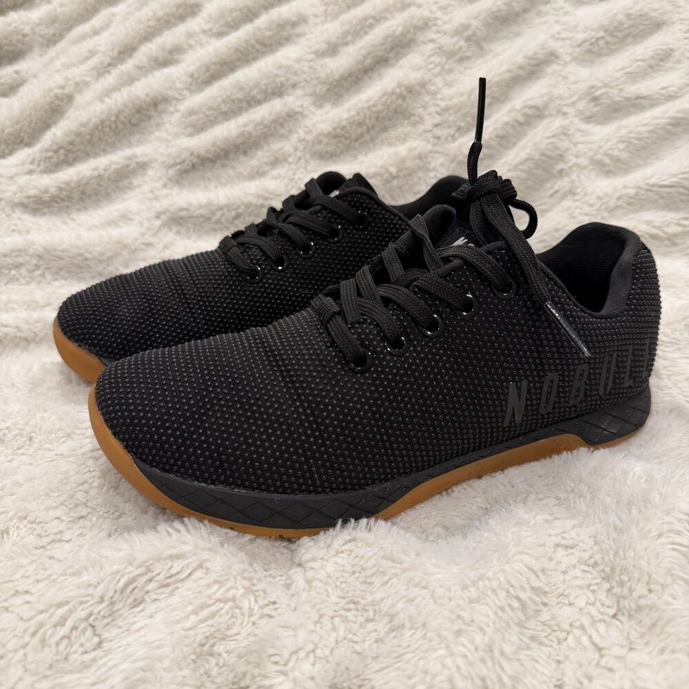 NOBULL Women’s 7.5 Black Gum SuperFabric Trainer CrossFit Training Shoes